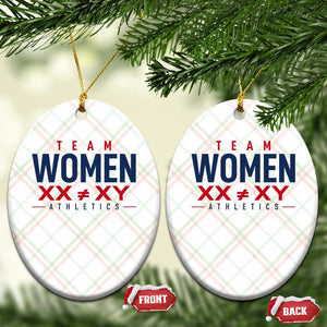 Team Women Athletics XX Not Equal XY Varsity Style Ceramic Ornament Title IX Science Graphic