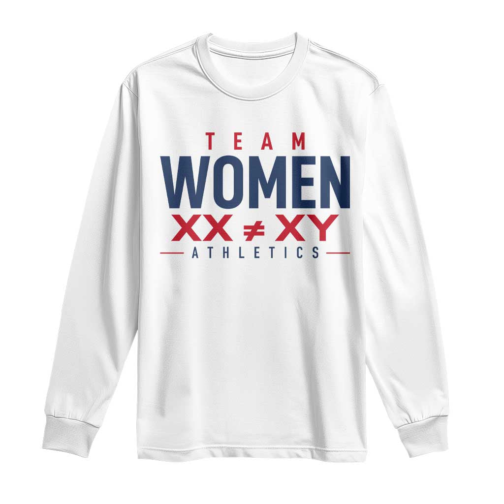 Team Women Athletics XX Not Equal XY Varsity Style Long Sleeve Shirt Title IX Science Graphic