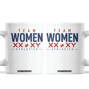 Team Women Athletics XX Not Equal XY Varsity Style Coffee Mug Title IX Science Graphic