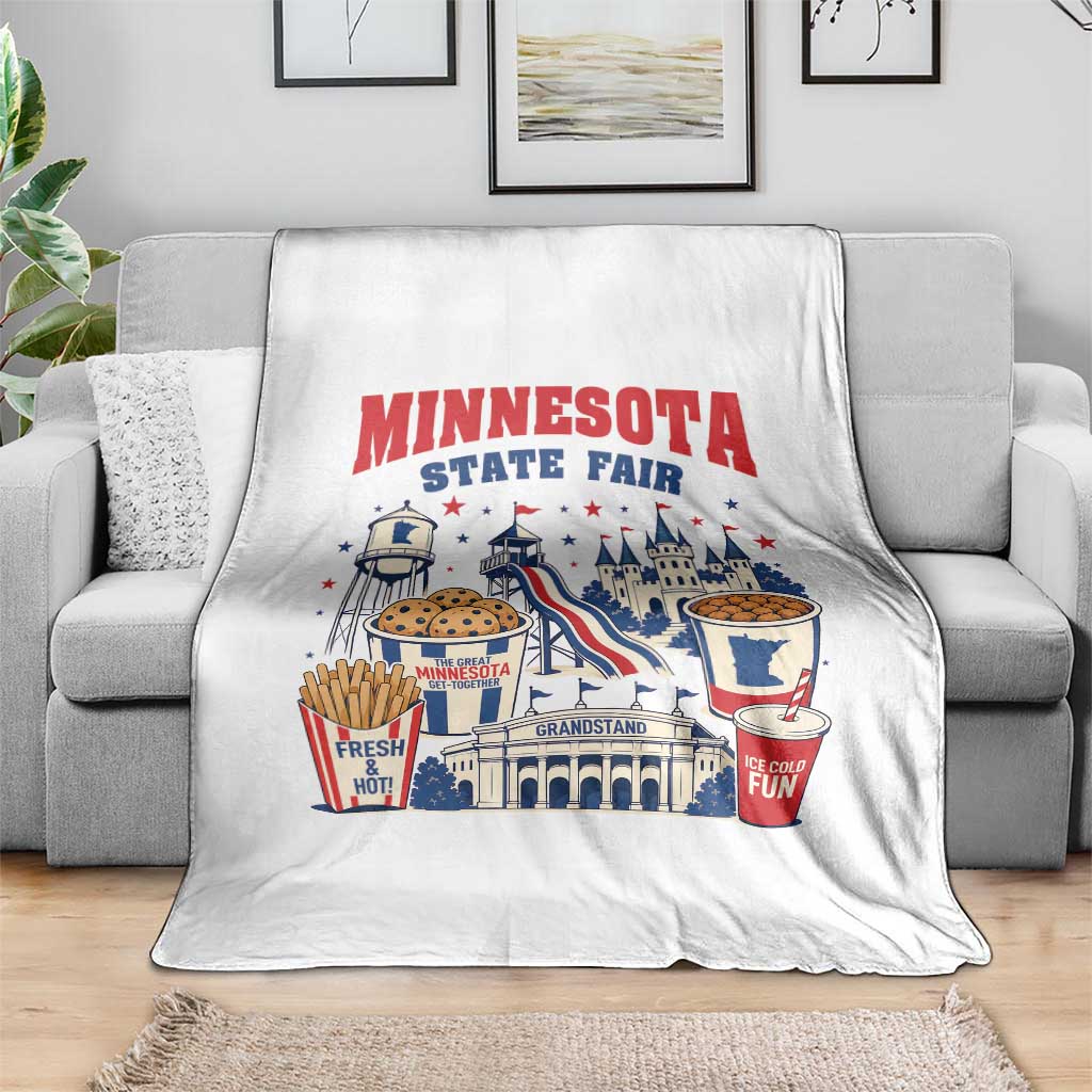 The Great Minnesota State Fair Throw Blanket Vintage Landmarks And Fair Food Midwest Pride Graphic