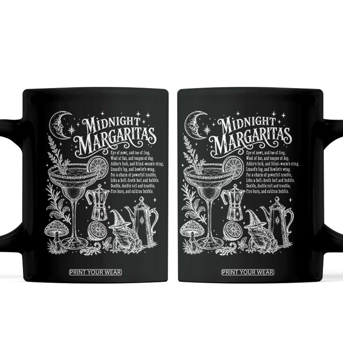 Midnight Margaritas Witchy Spellbook Botanical Coffee Mug Spooky Halloween Cocktail Graphic