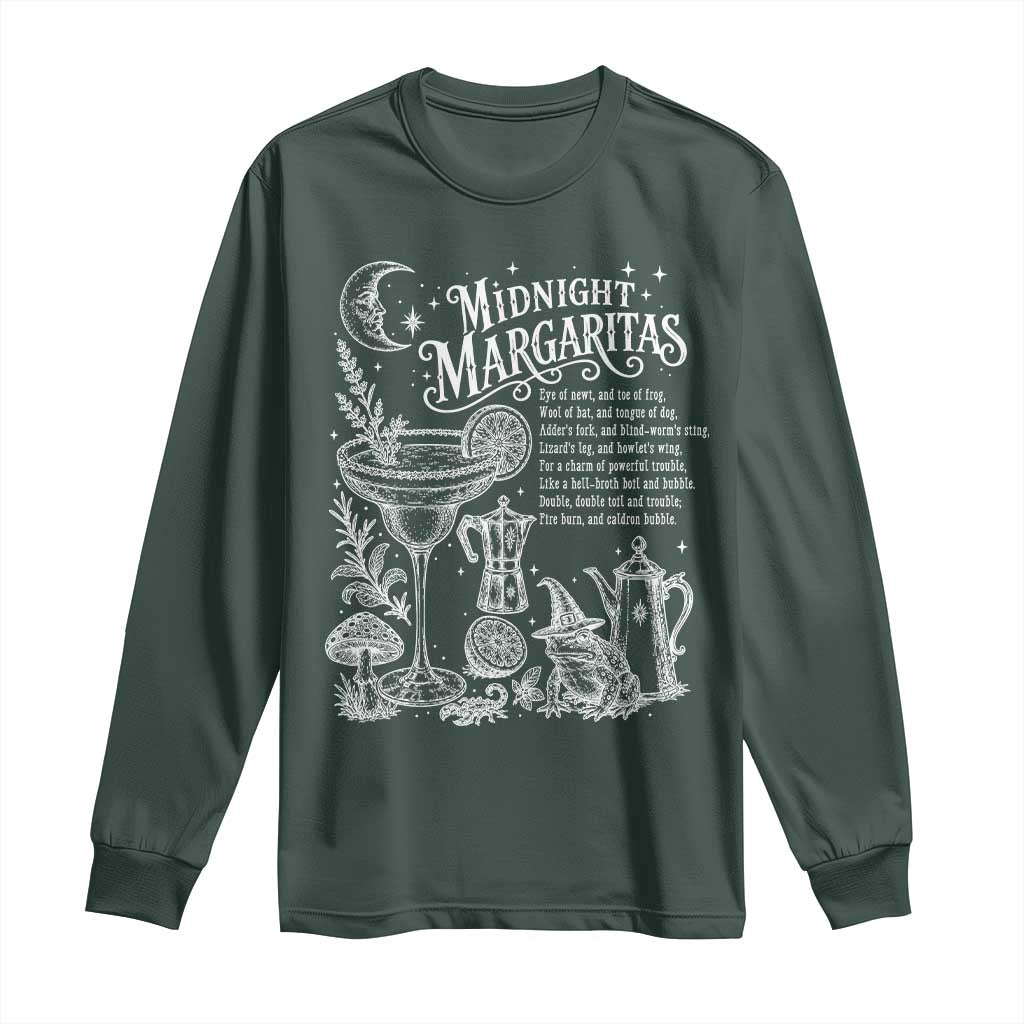 Midnight Margaritas Witchy Spellbook Botanical Long Sleeve Shirt Spooky Halloween Cocktail Graphic
