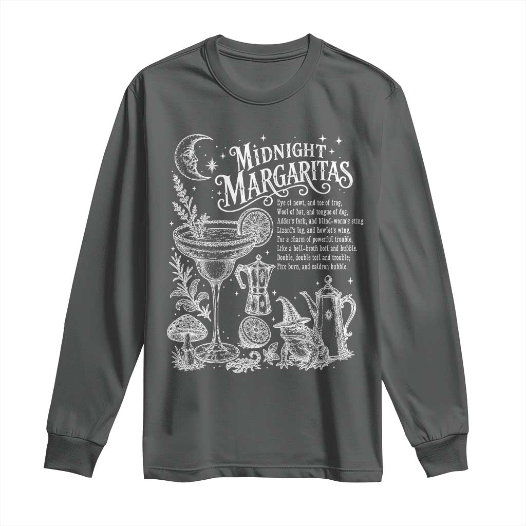Midnight Margaritas Witchy Spellbook Botanical Long Sleeve Shirt Spooky Halloween Cocktail Graphic