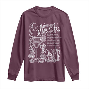 Midnight Margaritas Witchy Spellbook Botanical Long Sleeve Shirt Spooky Halloween Cocktail Graphic