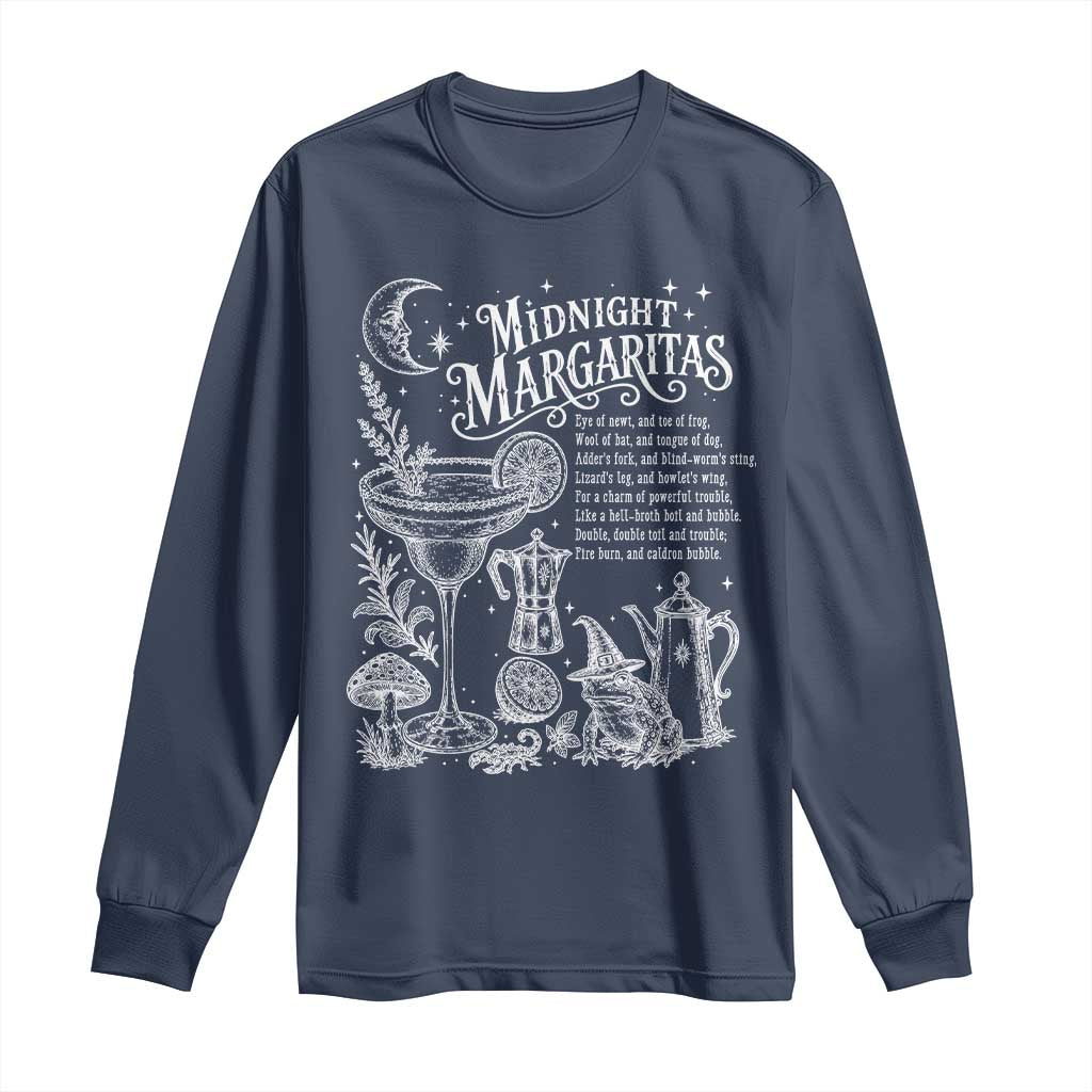 Midnight Margaritas Witchy Spellbook Botanical Long Sleeve Shirt Spooky Halloween Cocktail Graphic