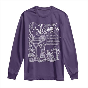 Midnight Margaritas Witchy Spellbook Botanical Long Sleeve Shirt Spooky Halloween Cocktail Graphic