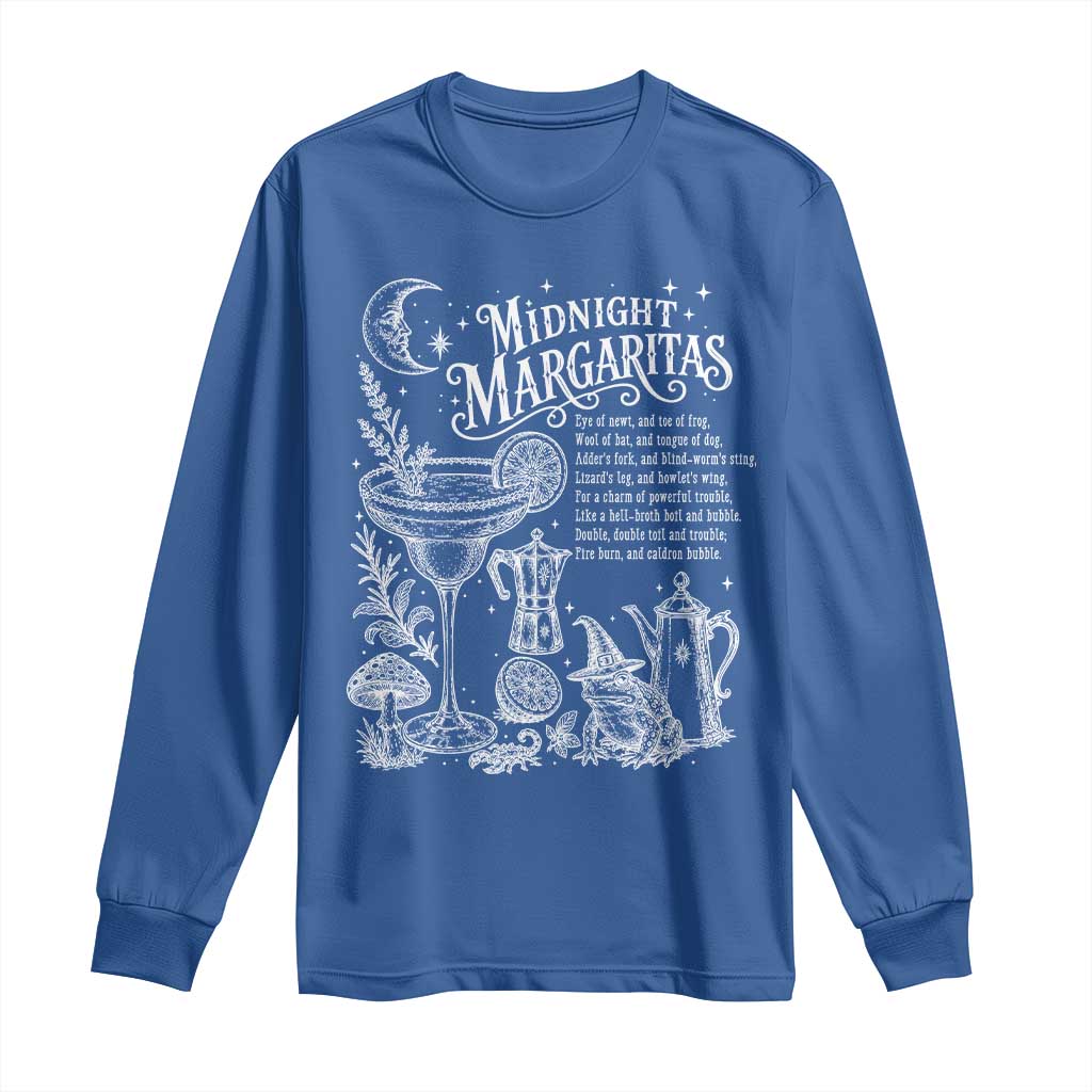 Midnight Margaritas Witchy Spellbook Botanical Long Sleeve Shirt Spooky Halloween Cocktail Graphic