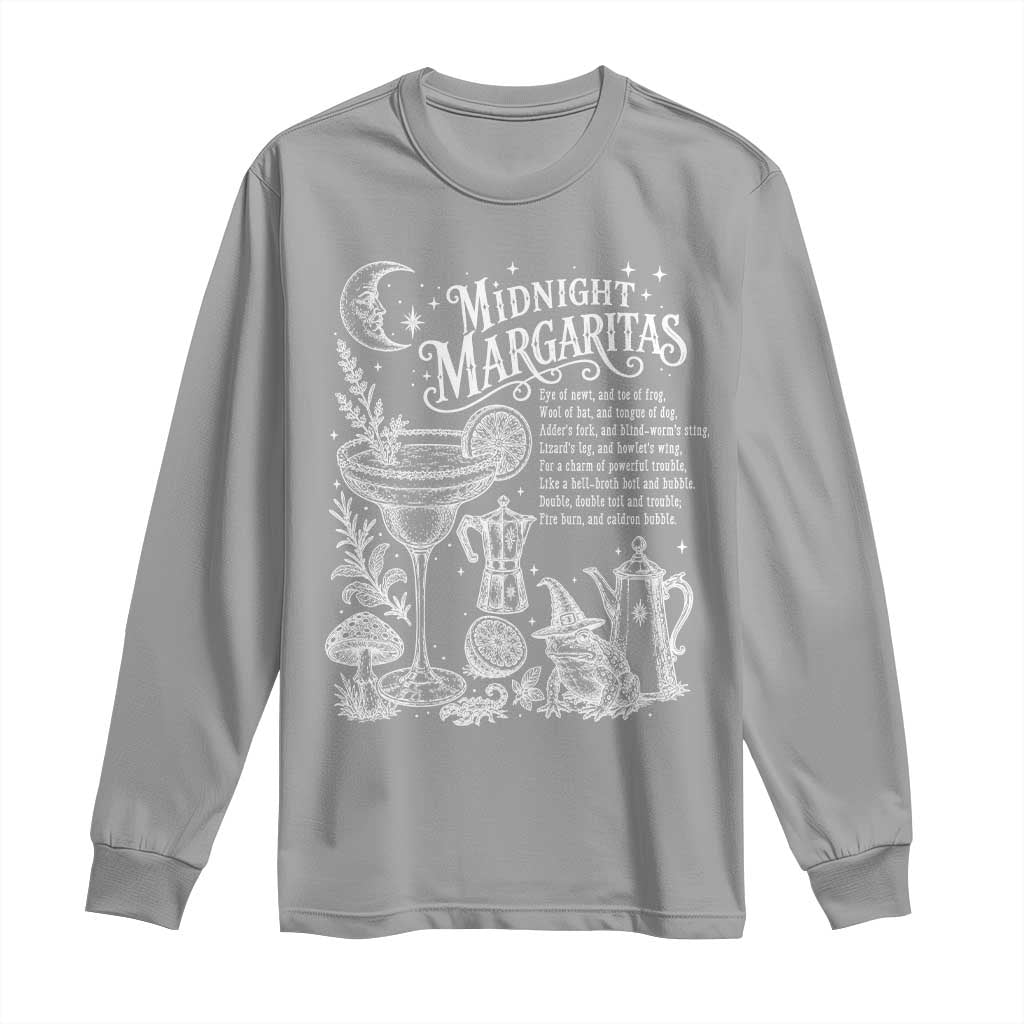 Midnight Margaritas Witchy Spellbook Botanical Long Sleeve Shirt Spooky Halloween Cocktail Graphic