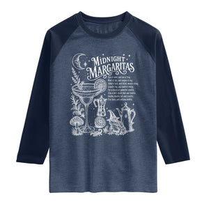 Midnight Margaritas Witchy Spellbook Botanical Raglan Shirt Spooky Halloween Cocktail Graphic