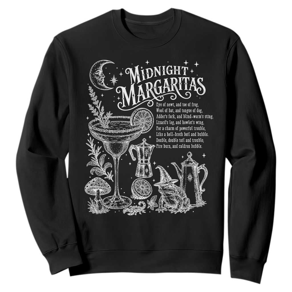 Midnight Margaritas Witchy Spellbook Botanical Sweatshirt Spooky Halloween Cocktail Graphic