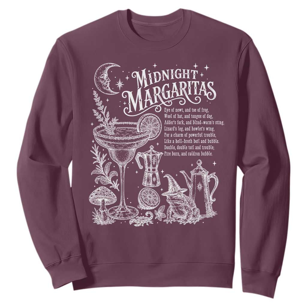 Midnight Margaritas Witchy Spellbook Botanical Sweatshirt Spooky Halloween Cocktail Graphic