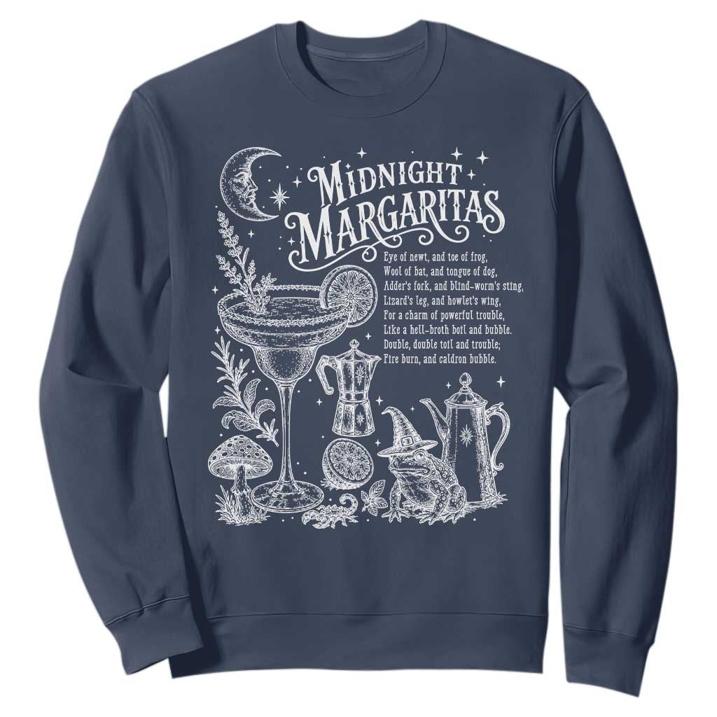 Midnight Margaritas Witchy Spellbook Botanical Sweatshirt Spooky Halloween Cocktail Graphic