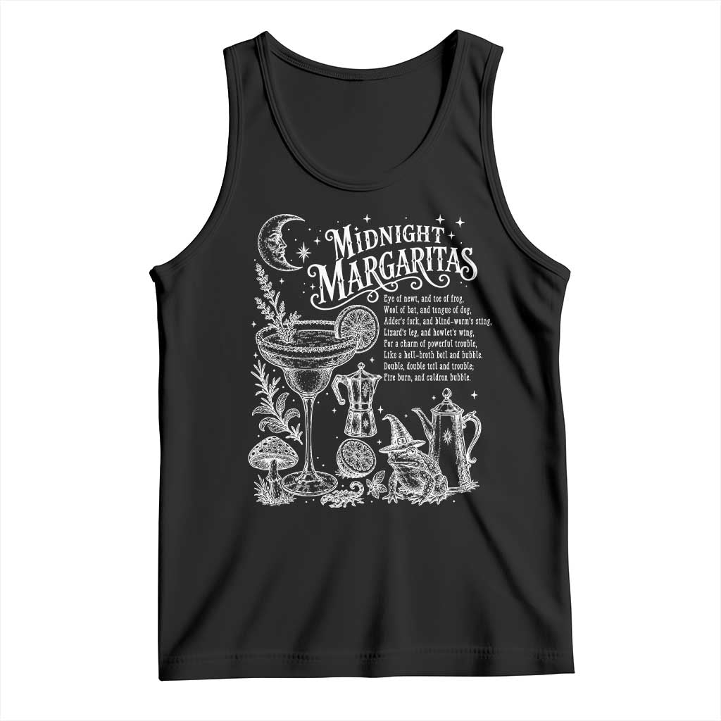 Midnight Margaritas Witchy Spellbook Botanical Tank Top Spooky Halloween Cocktail Graphic