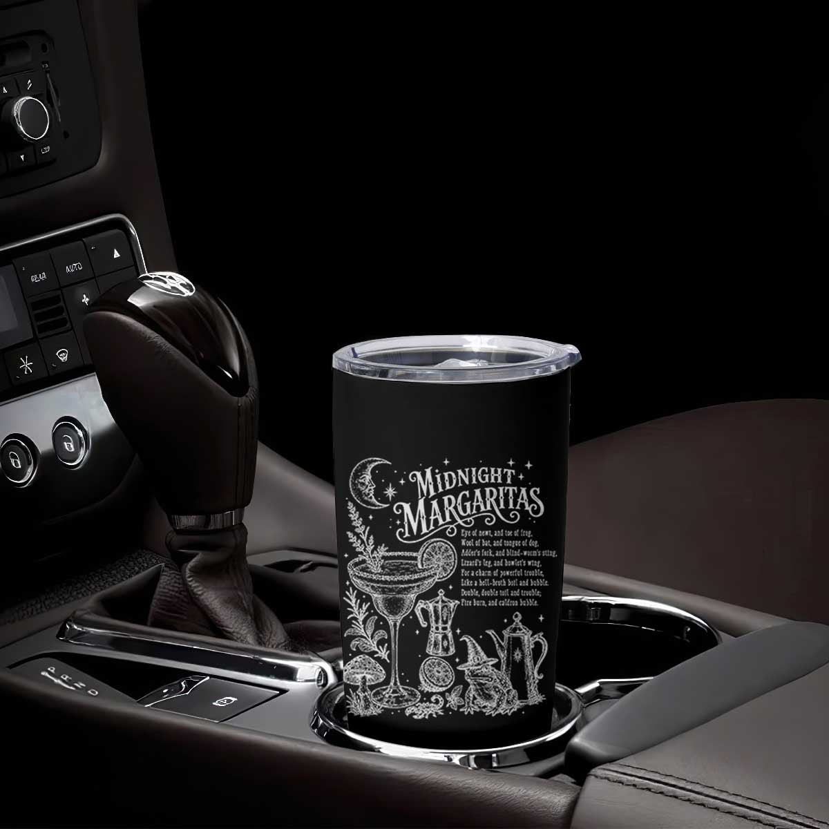 Midnight Margaritas Witchy Spellbook Botanical Tumbler Cup Spooky Halloween Cocktail Graphic