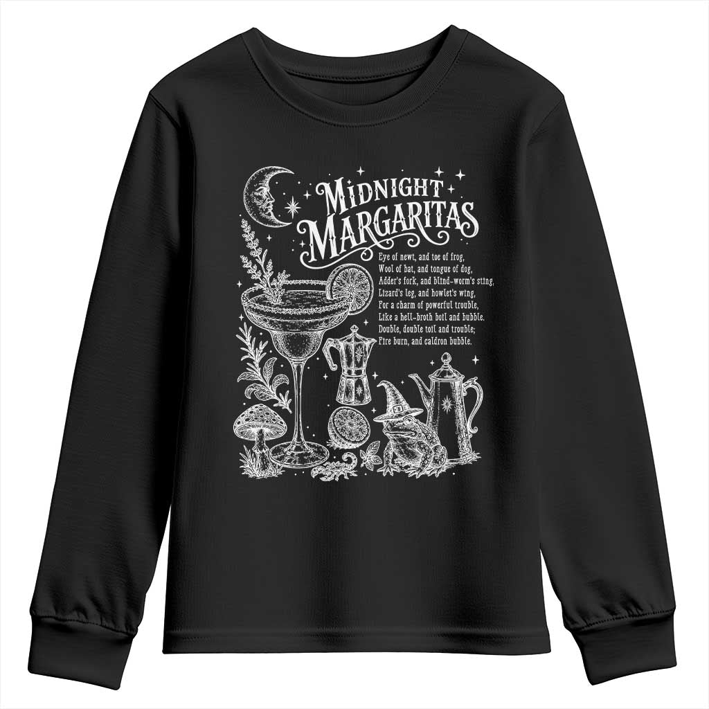 Midnight Margaritas Witchy Spellbook Botanical Youth Sweatshirt Spooky Halloween Cocktail Graphic