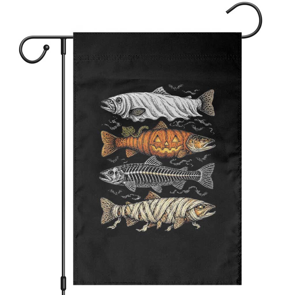 Halloween Spooky Fish Ghost Pumpkin Skeleton Mummy Garden Flag Vintage Fishing Outdoor