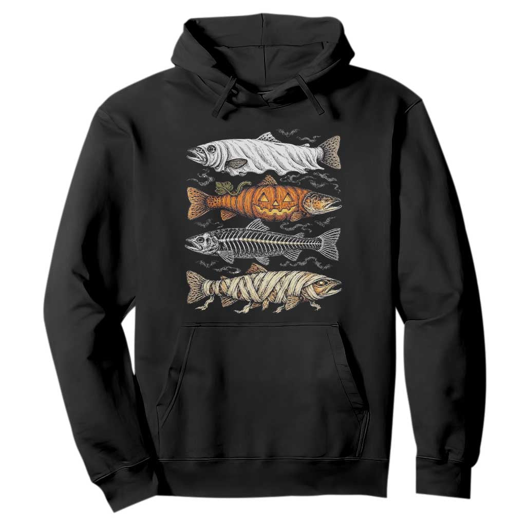 Halloween Spooky Fish Ghost Pumpkin Skeleton Mummy Hoodie Vintage Fishing Outdoor