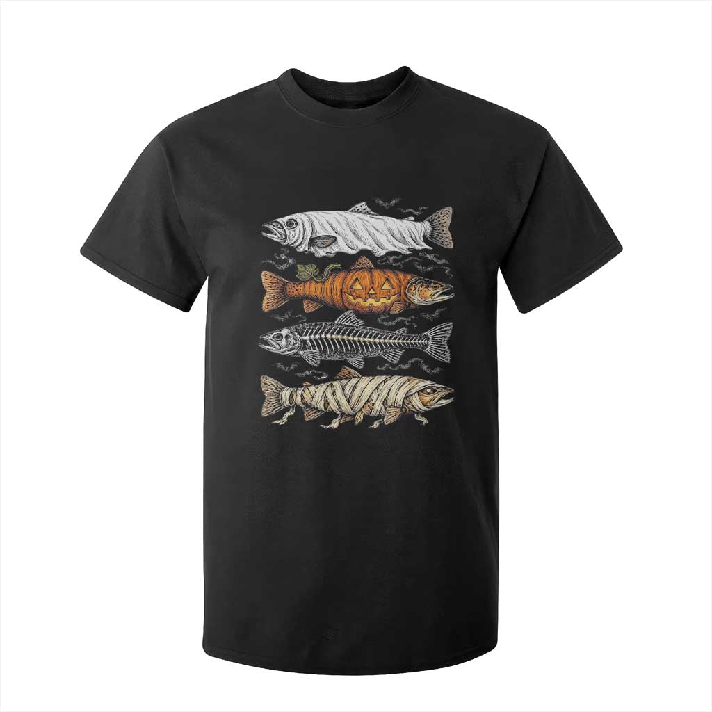 Halloween Spooky Fish Ghost Pumpkin Skeleton Mummy T Shirt For Kid Vintage Fishing Outdoor