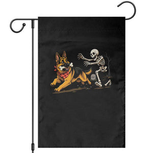 German Shepherd Stealing Skeleton Bone Cemetery Chase Garden Flag Funny Dog Halloween Graphic
