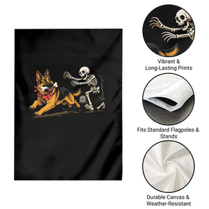 German Shepherd Stealing Skeleton Bone Cemetery Chase Garden Flag Funny Dog Halloween Graphic
