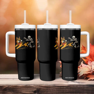 German Shepherd Stealing Skeleton Bone Cemetery Chase Tumbler With Handle Funny Dog Halloween Graphic