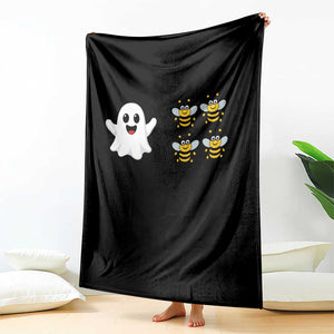 Cute Boo Bees Ghost 4 Bumblebees Funny Pun Throw Blanket Halloween Wordplay Humor