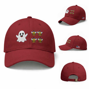 Cute Boo Bees Ghost 4 Bumblebees Funny Pun Baseball Cap Halloween Wordplay Humor