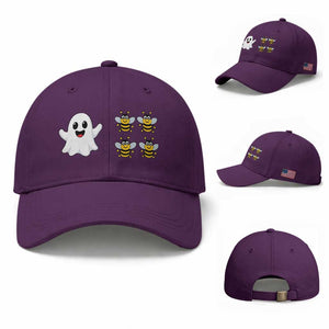 Cute Boo Bees Ghost 4 Bumblebees Funny Pun Baseball Cap Halloween Wordplay Humor
