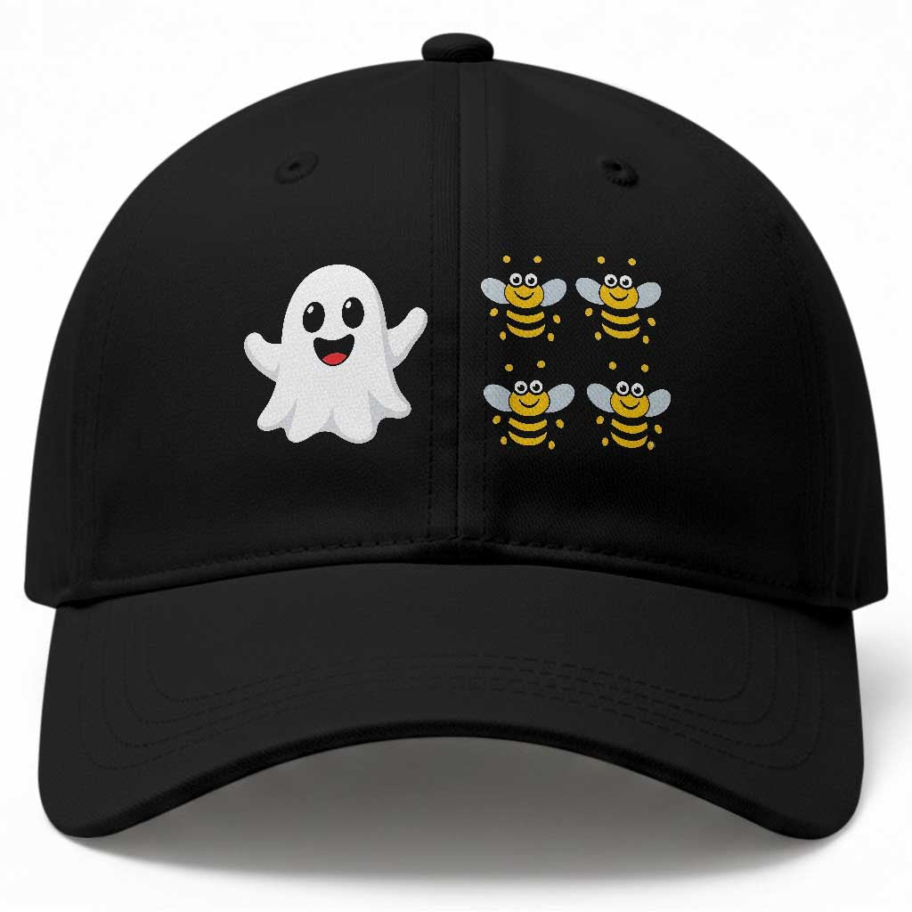 Cute Boo Bees Ghost 4 Bumblebees Funny Pun Baseball Cap Halloween Wordplay Humor