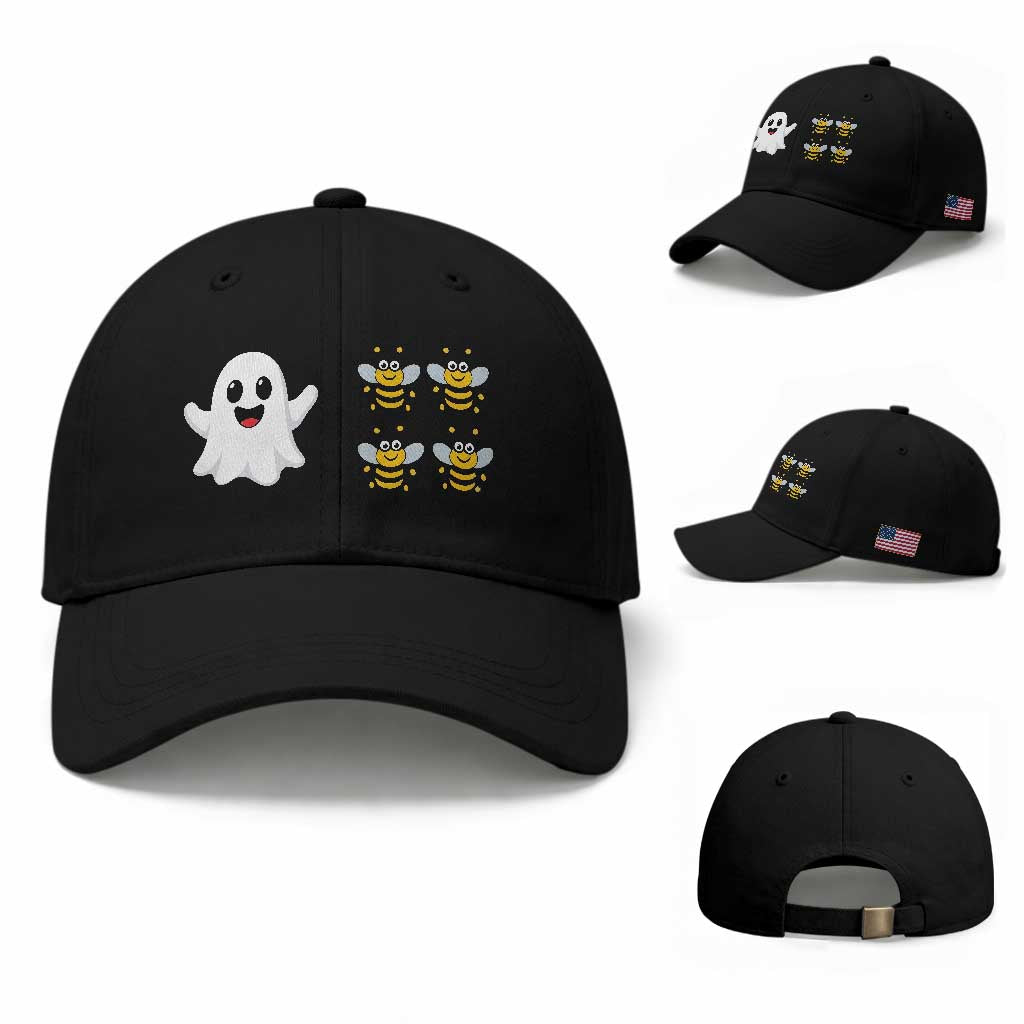 Cute Boo Bees Ghost 4 Bumblebees Funny Pun Baseball Cap Halloween Wordplay Humor