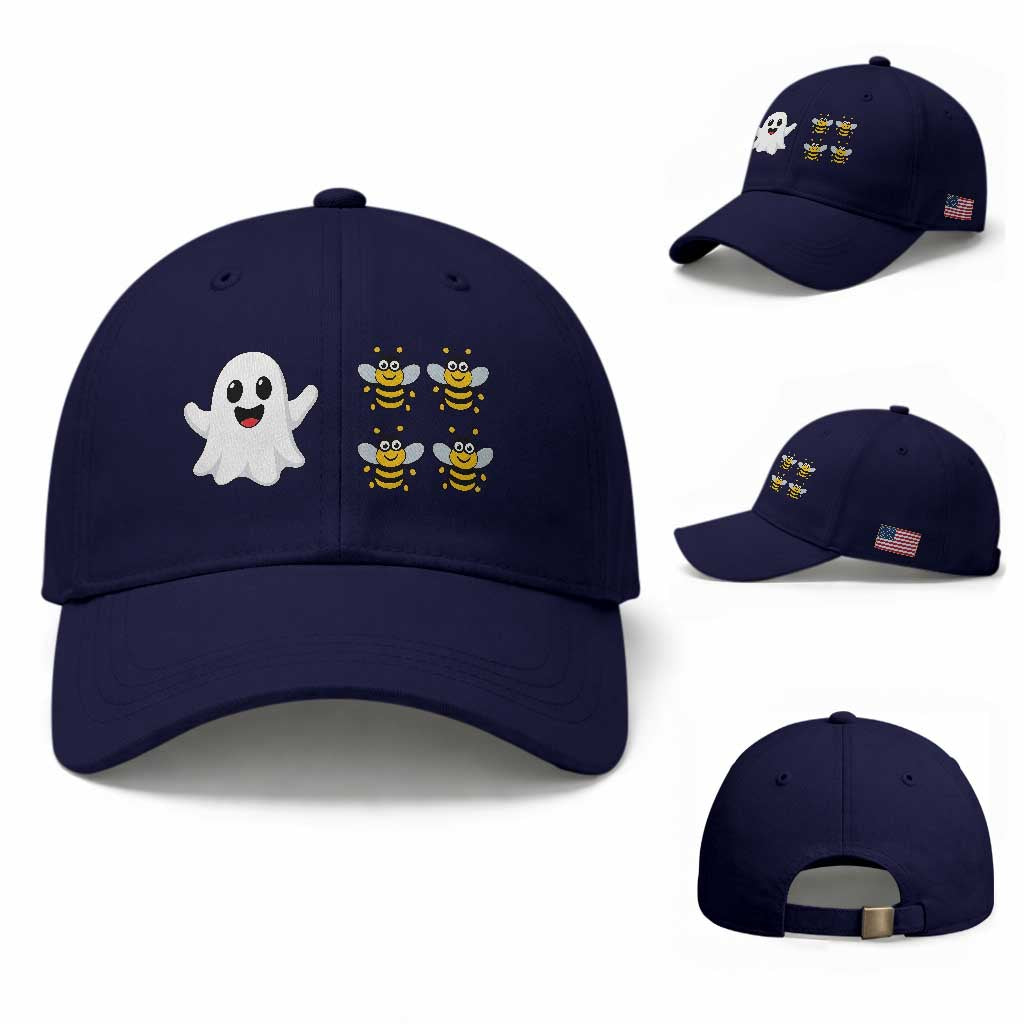 Cute Boo Bees Ghost 4 Bumblebees Funny Pun Baseball Cap Halloween Wordplay Humor
