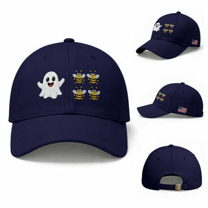 Cute Boo Bees Ghost 4 Bumblebees Funny Pun Baseball Cap Halloween Wordplay Humor