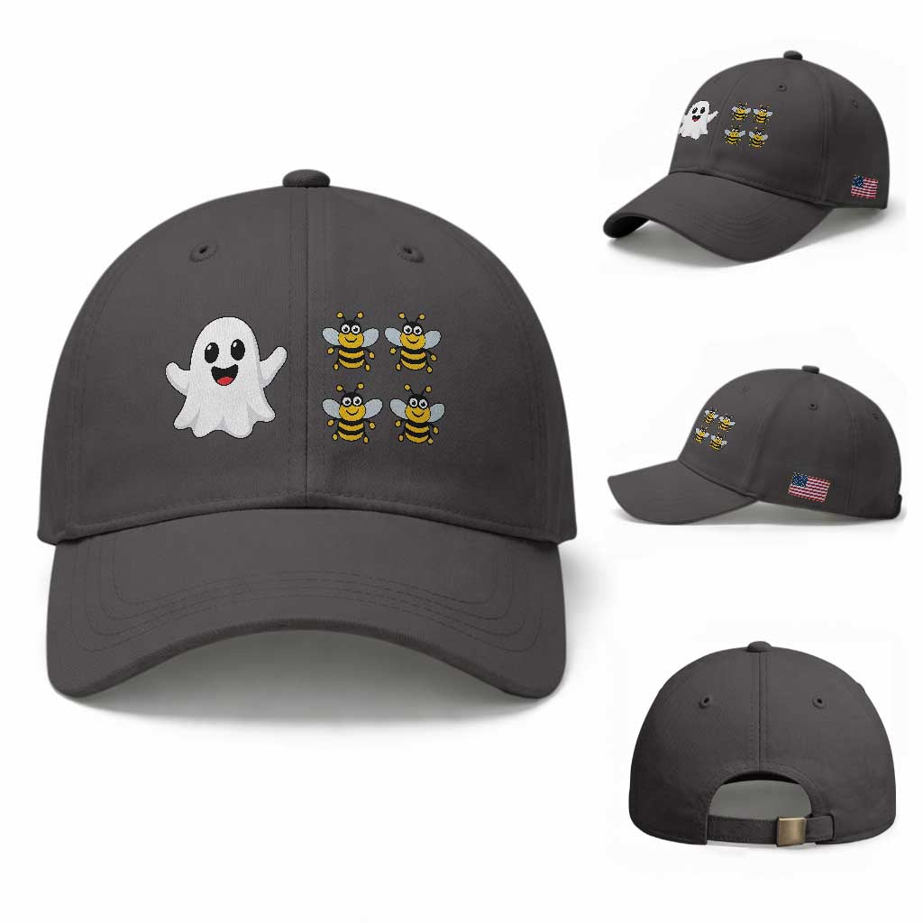 Cute Boo Bees Ghost 4 Bumblebees Funny Pun Baseball Cap Halloween Wordplay Humor