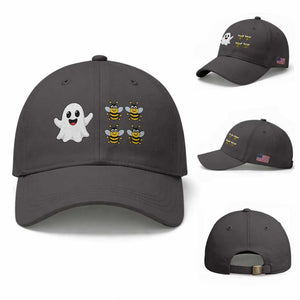 Cute Boo Bees Ghost 4 Bumblebees Funny Pun Baseball Cap Halloween Wordplay Humor