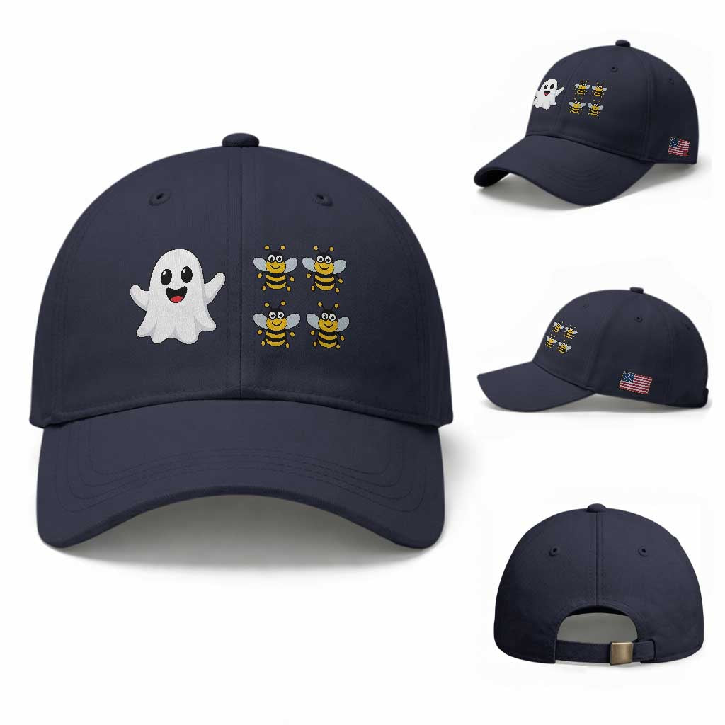 Cute Boo Bees Ghost 4 Bumblebees Funny Pun Baseball Cap Halloween Wordplay Humor
