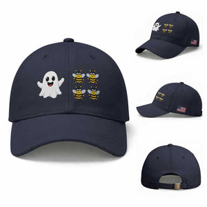 Cute Boo Bees Ghost 4 Bumblebees Funny Pun Baseball Cap Halloween Wordplay Humor