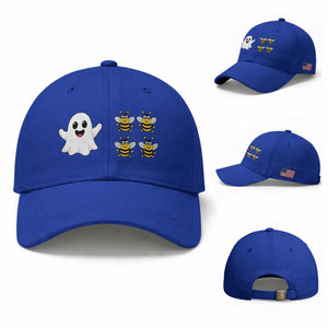 Cute Boo Bees Ghost 4 Bumblebees Funny Pun Baseball Cap Halloween Wordplay Humor