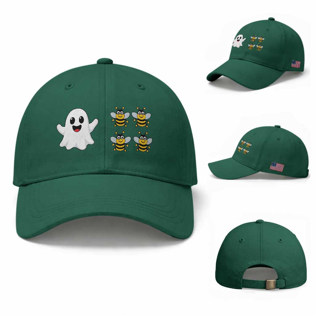 Cute Boo Bees Ghost 4 Bumblebees Funny Pun Baseball Cap Halloween Wordplay Humor