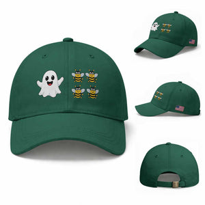 Cute Boo Bees Ghost 4 Bumblebees Funny Pun Baseball Cap Halloween Wordplay Humor