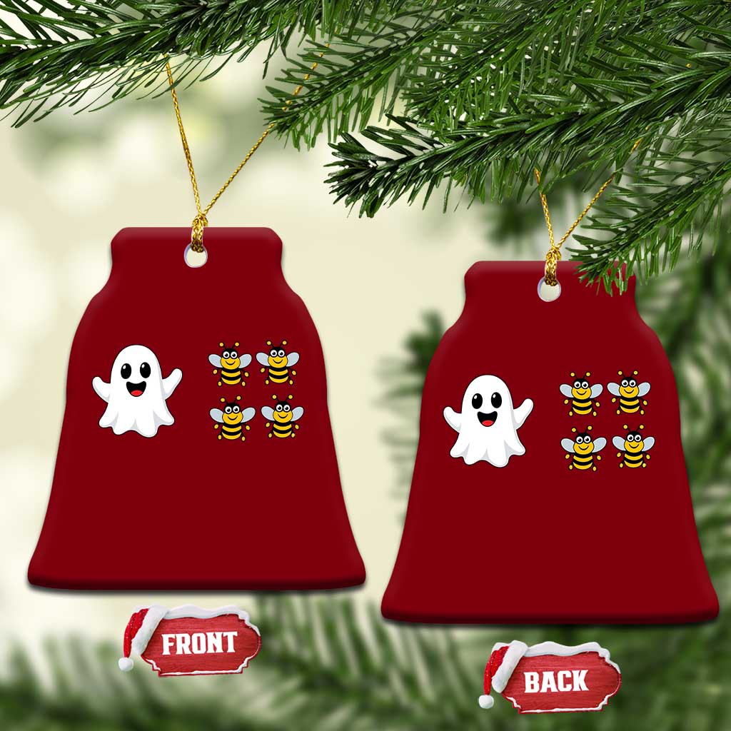 Cute Boo Bees Ghost 4 Bumblebees Funny Pun Ceramic Ornament Halloween Wordplay Humor