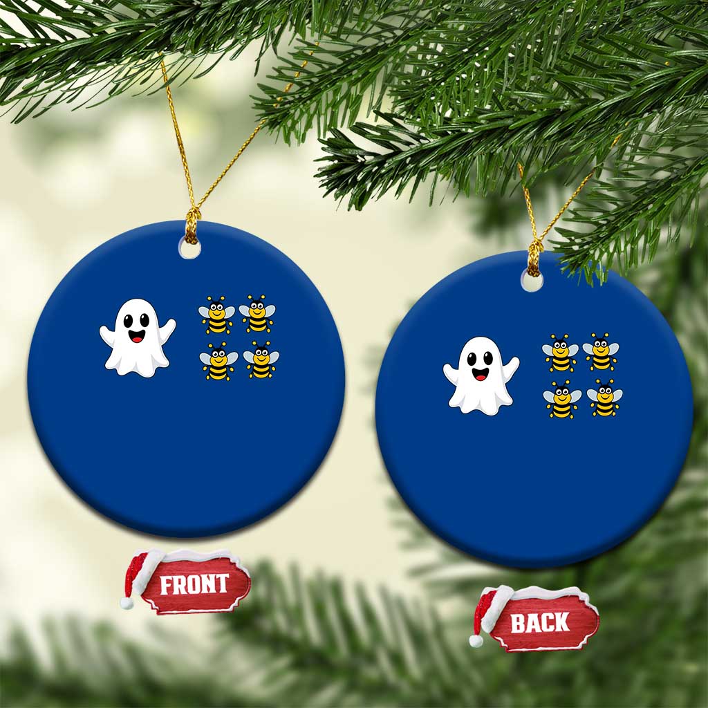 Cute Boo Bees Ghost 4 Bumblebees Funny Pun Ceramic Ornament Halloween Wordplay Humor