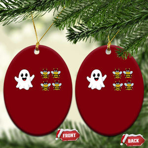 Cute Boo Bees Ghost 4 Bumblebees Funny Pun Ceramic Ornament Halloween Wordplay Humor