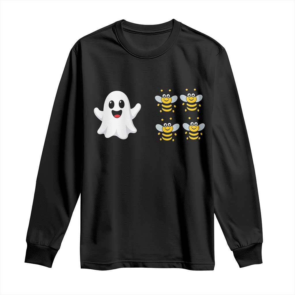 Cute Boo Bees Ghost 4 Bumblebees Funny Pun Long Sleeve Shirt Halloween Wordplay Humor