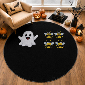 Cute Boo Bees Ghost 4 Bumblebees Funny Pun Round Rug Halloween Wordplay Humor