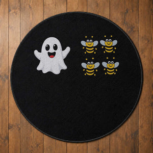 Cute Boo Bees Ghost 4 Bumblebees Funny Pun Round Rug Halloween Wordplay Humor