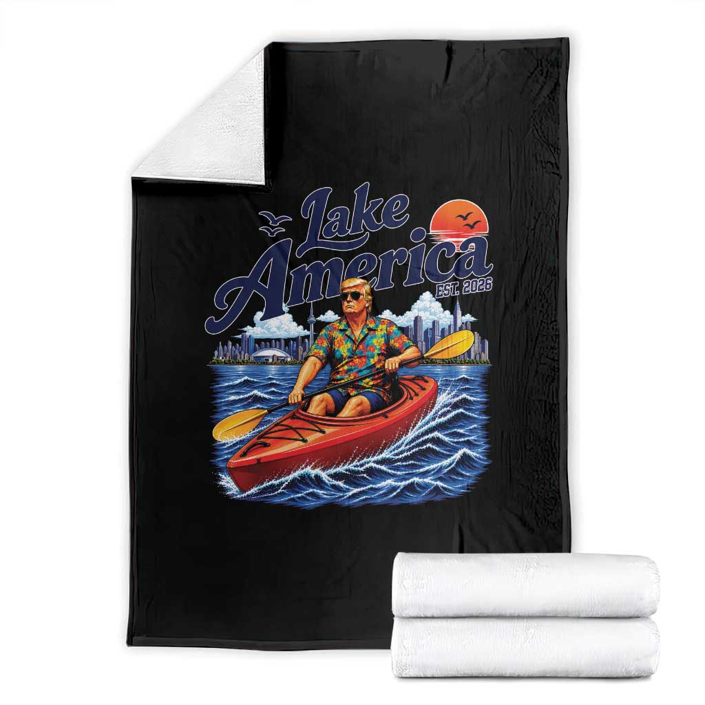 Lake America Est 2026 Orange Man Kayaking Graphic Throw Blanket Kayak Life Outdoor Summer Boating Sunset