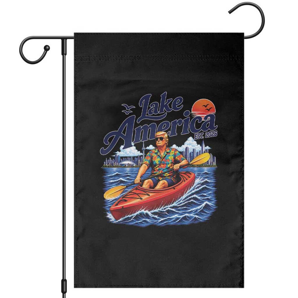 Lake America Est 2026 Orange Man Kayaking Graphic Garden Flag Kayak Life Outdoor Summer Boating Sunset