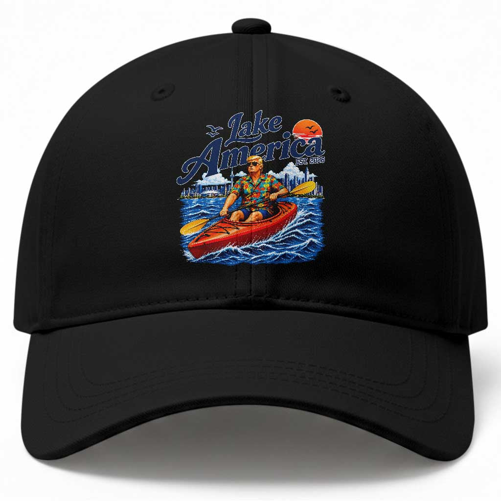 Lake America Est 2026 Orange Man Kayaking Graphic Baseball Cap Kayak Life Outdoor Summer Boating Sunset