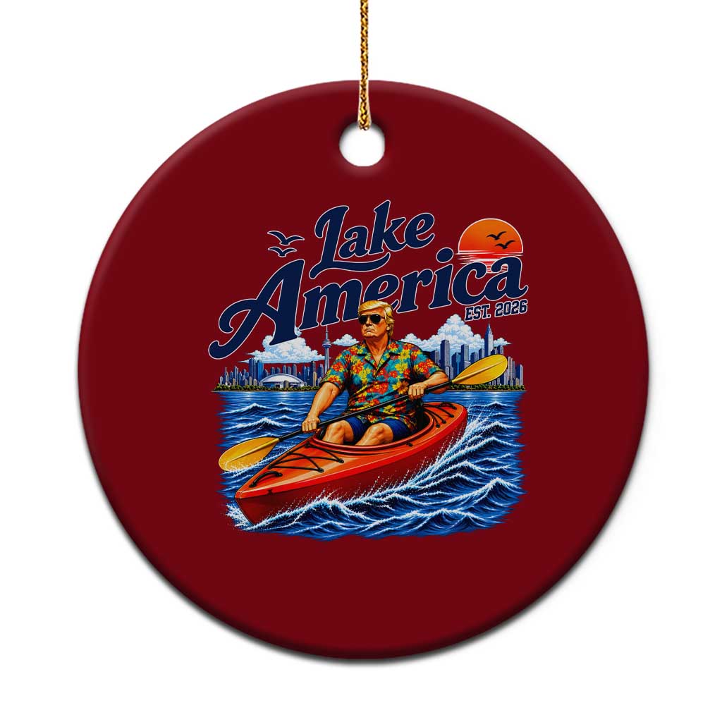 Lake America Est 2026 Orange Man Kayaking Graphic Ceramic Ornament Kayak Life Outdoor Summer Boating Sunset