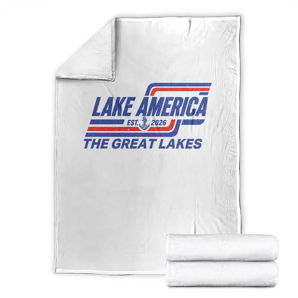 Lake America Est 2026 Retro Racing Stripes Patriotic Throw Blanket Great Lakes Nautical Graphic